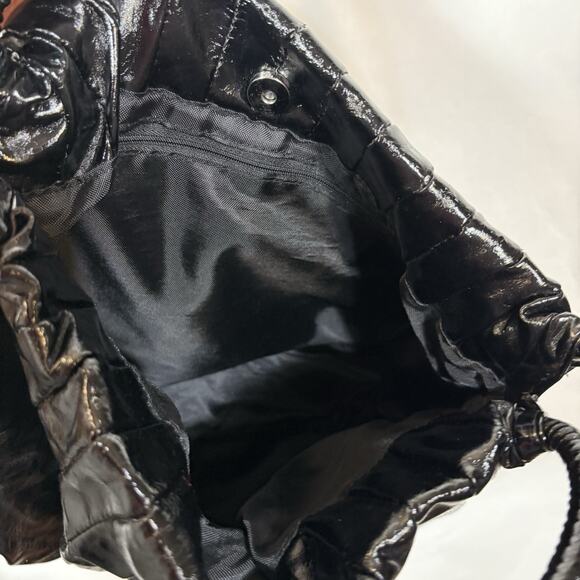 Hello Kitty X Sanrio Black Silver Crinkle Pleated Slouchy Hobo Shoulder Hand Bag - Picture 8 of 10